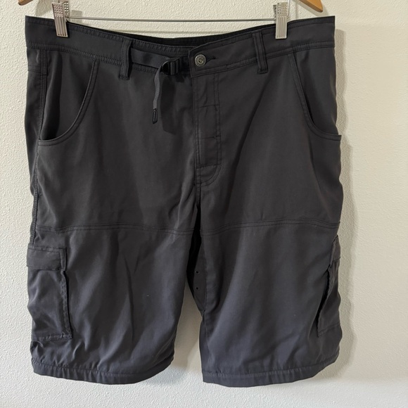 Prana Stretch Zion Bermuda Short Gray Cinch Belt Hiking Outdoor-Large - Picture 1 of 7